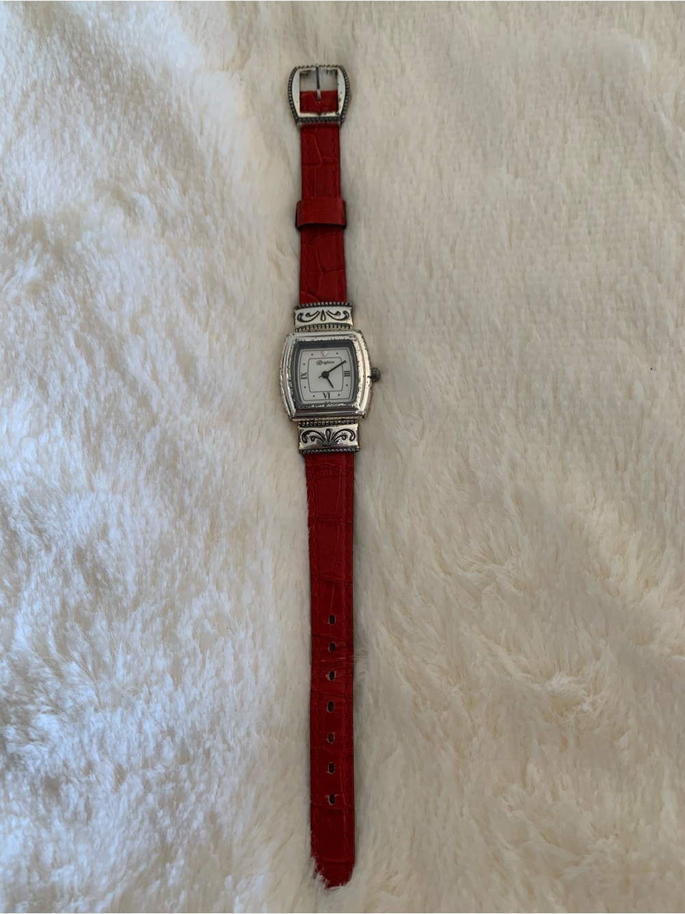 Brighton Waterford Watch Reversible Rotating Red Black Leather Strap